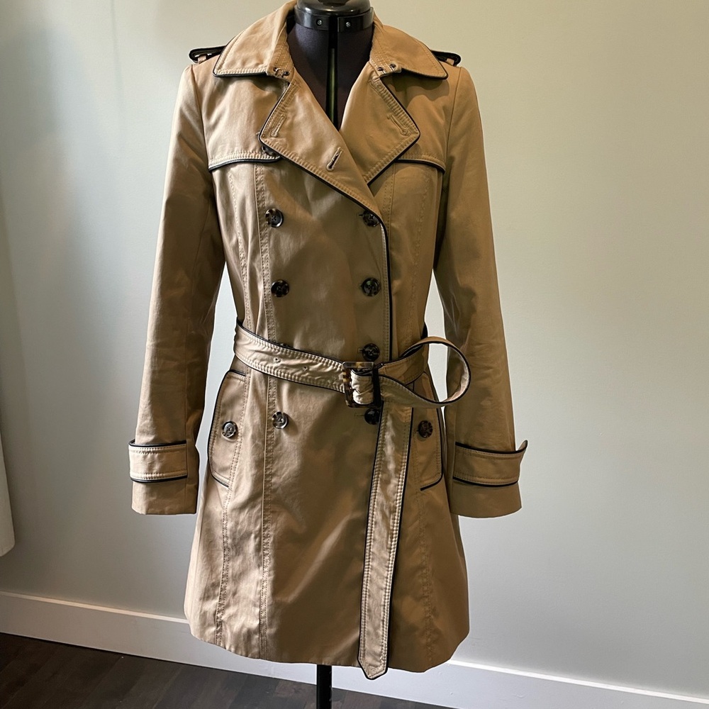 Size 2- Banana Republic Tan Trench Coat with Belted Waist